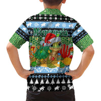 Micronesia Christmas Kid Hawaiian Shirt with Santa Turtle Coral Reef and Holiday Ocean Pattern TS04 - Polynesian Pride