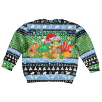 Micronesia Christmas Kid Ugly Christmas Sweater with Santa Turtle Coral Reef and Holiday Ocean Pattern TS04 - Polynesian Pride