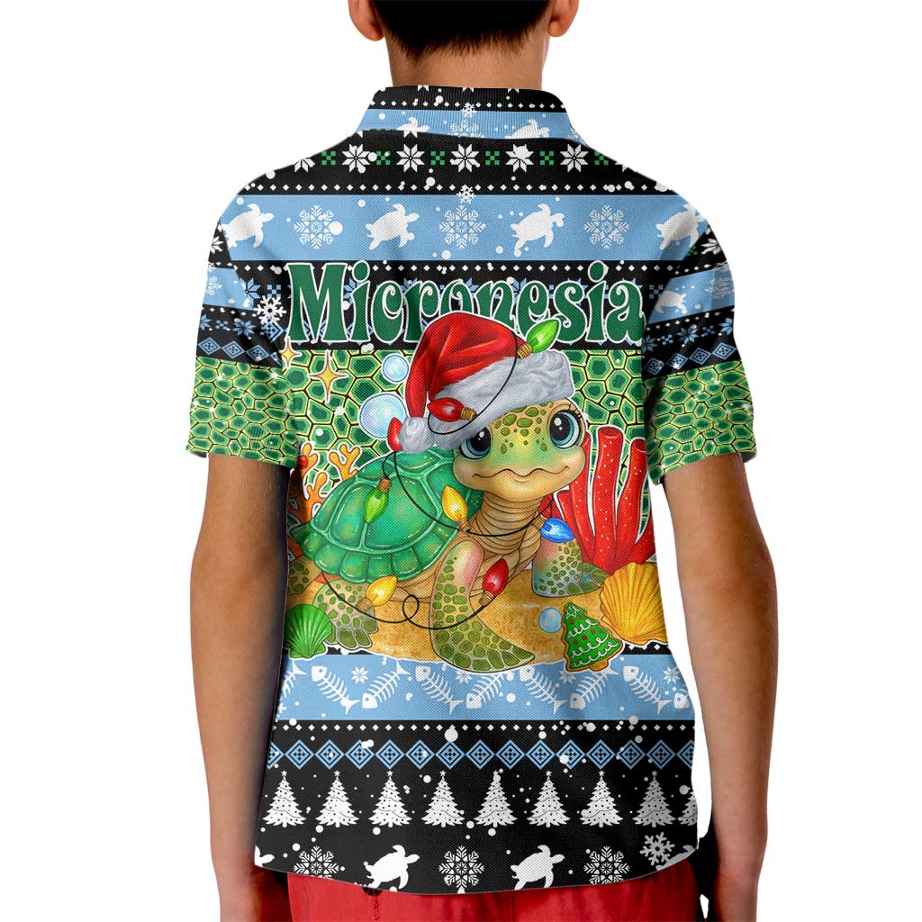 Micronesia Christmas Kid Polo Shirt with Santa Turtle Coral Reef and Holiday Ocean Pattern TS04 - Polynesian Pride