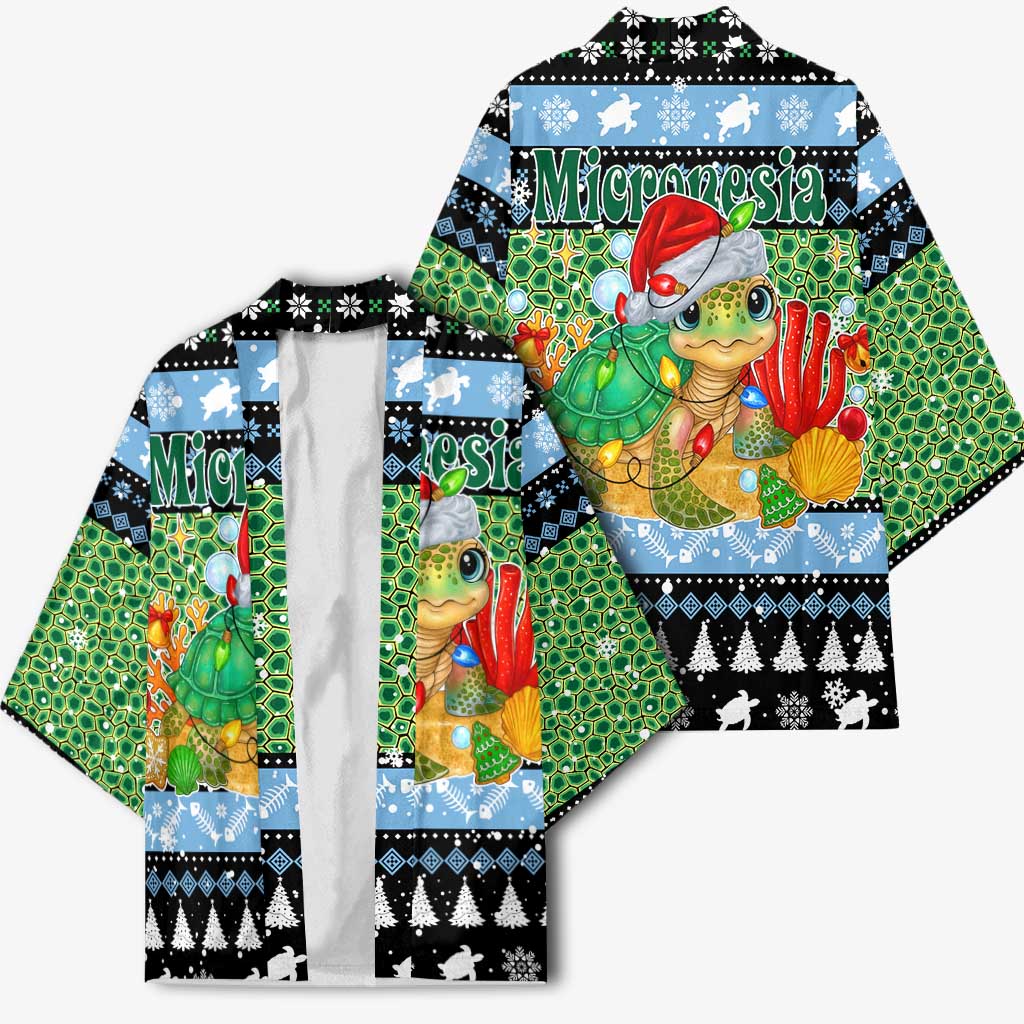 Micronesia Christmas Kimono with Santa Turtle Coral Reef and Holiday Ocean Pattern - Polynesian Pride