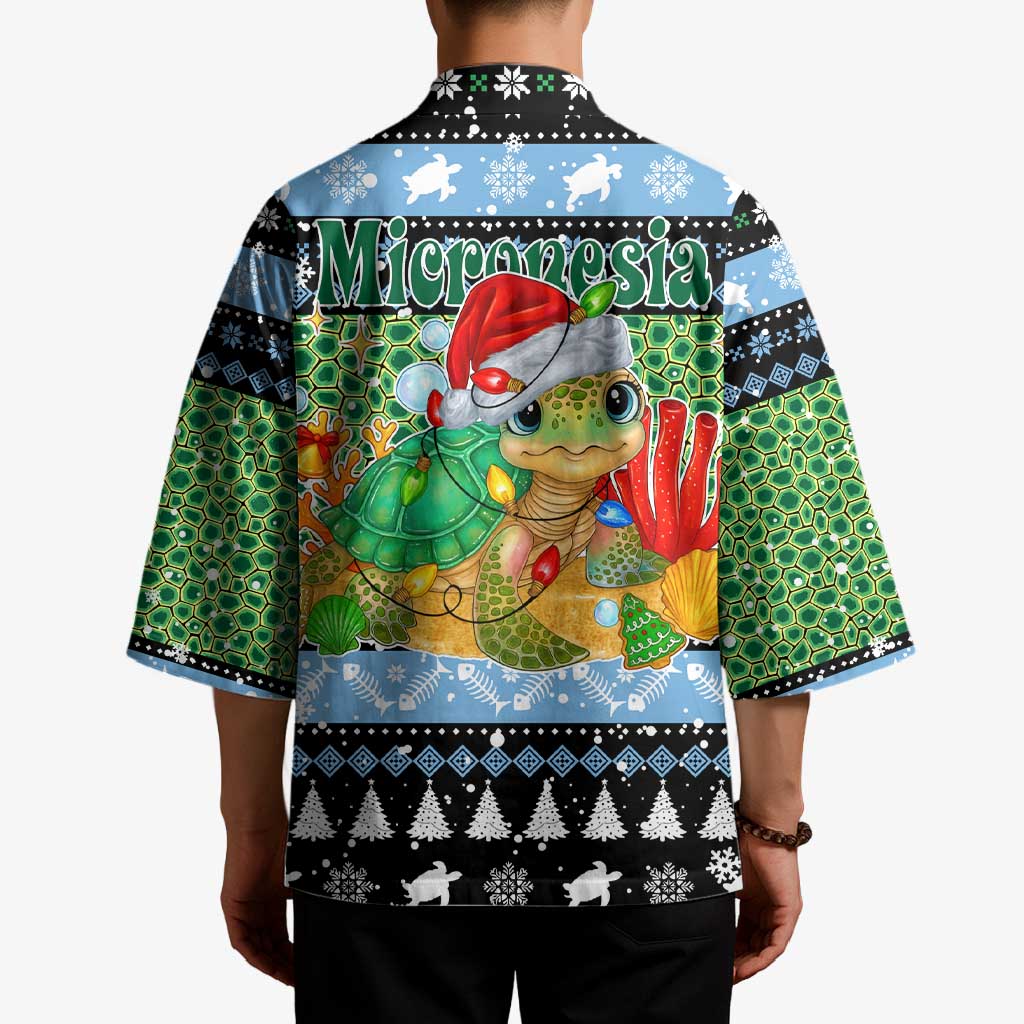 Micronesia Christmas Kimono with Santa Turtle Coral Reef and Holiday Ocean Pattern - Polynesian Pride