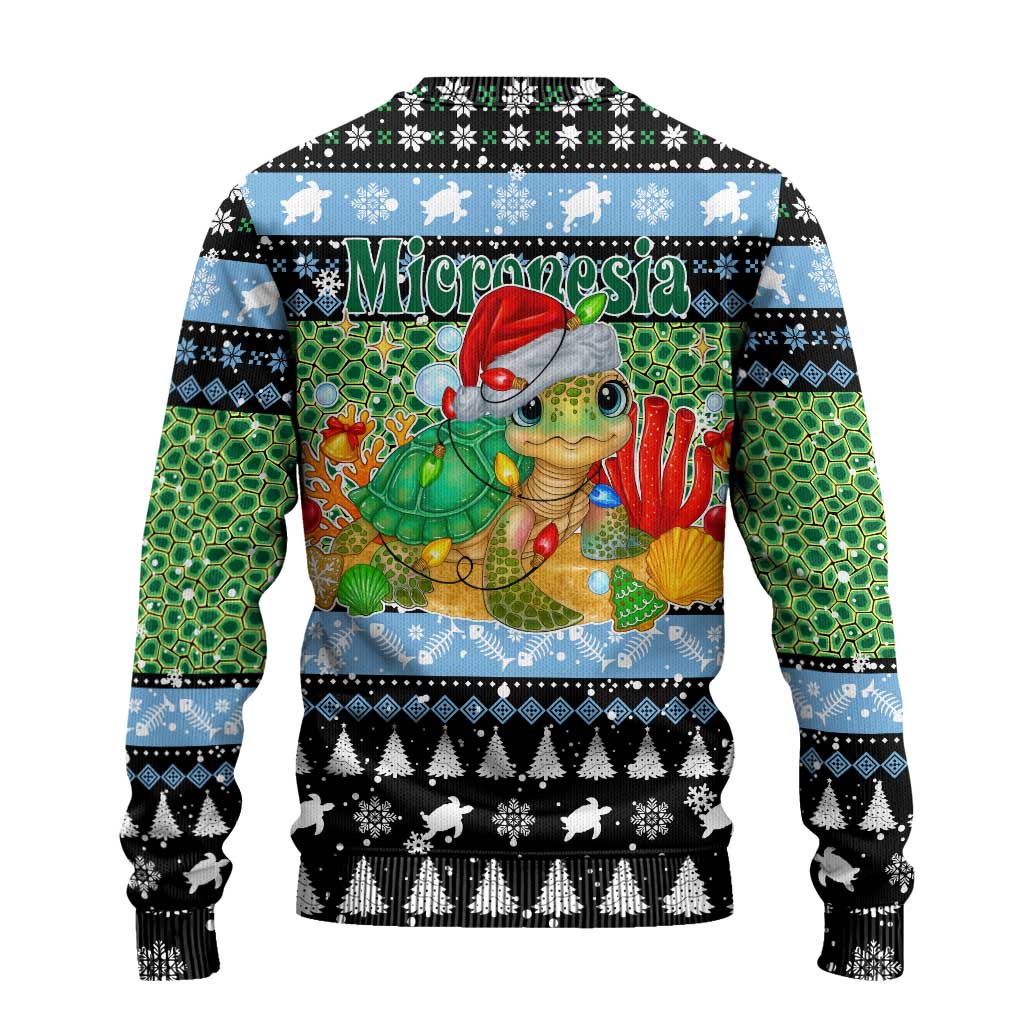Micronesia Christmas Ugly Christmas Sweater with Santa Turtle Coral Reef and Holiday Ocean Pattern TS04 - Polynesian Pride