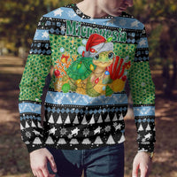 Micronesia Christmas Ugly Christmas Sweater with Santa Turtle Coral Reef and Holiday Ocean Pattern TS04 - Polynesian Pride