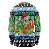 Micronesia Christmas Long Sleeve Shirt with Santa Turtle Coral Reef and Holiday Ocean Pattern TS04 - Polynesian Pride