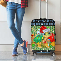 Micronesia Christmas Luggage Cover with Santa Turtle Coral Reef and Holiday Ocean Pattern TS04 - Polynesian Pride