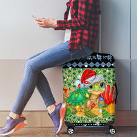 Micronesia Christmas Luggage Cover with Santa Turtle Coral Reef and Holiday Ocean Pattern TS04 - Polynesian Pride