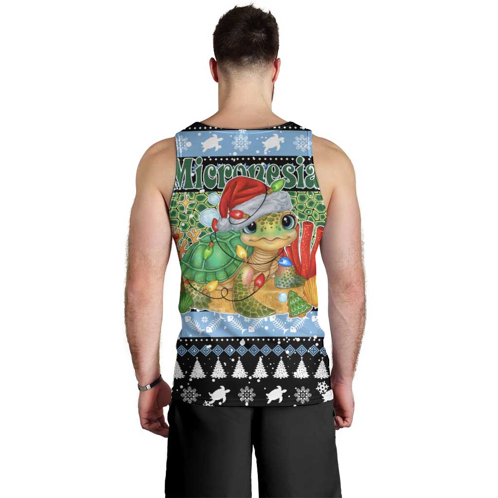 Micronesia Christmas Men Tank Top with Santa Turtle Coral Reef and Holiday Ocean Pattern TS04 - Polynesian Pride