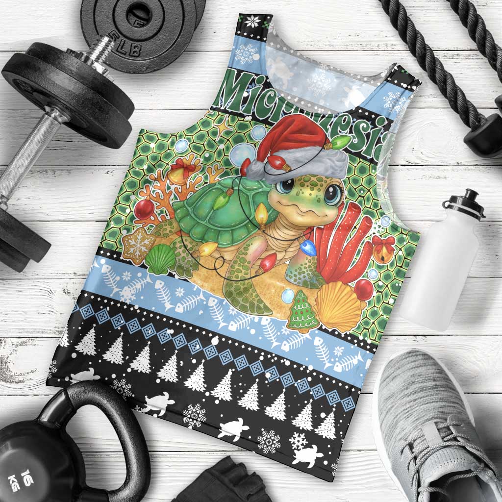 Micronesia Christmas Men Tank Top with Santa Turtle Coral Reef and Holiday Ocean Pattern TS04 - Polynesian Pride