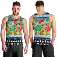 Micronesia Christmas Men Tank Top with Santa Turtle Coral Reef and Holiday Ocean Pattern TS04 - Polynesian Pride