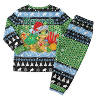 Micronesia Christmas Pajama Set with Santa Turtle Coral Reef and Holiday Ocean Pattern TS04 - Polynesian Pride
