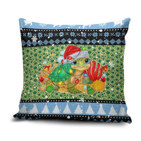 Micronesia Christmas Pillow Cover with Santa Turtle Coral Reef and Holiday Ocean Pattern - Polynesian Pride