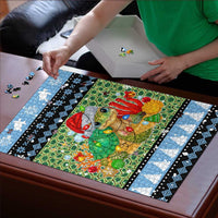 Micronesia Christmas Puzzle with Santa Turtle Coral Reef and Holiday Ocean Pattern - Polynesian Pride