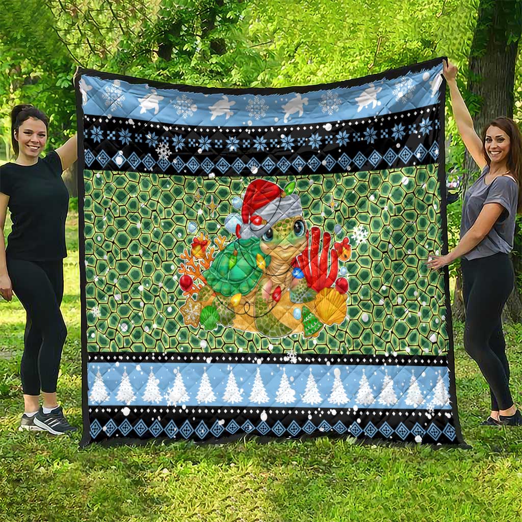 Micronesia Christmas Quilt with Santa Turtle Coral Reef and Holiday Ocean Pattern TS04 - Polynesian Pride