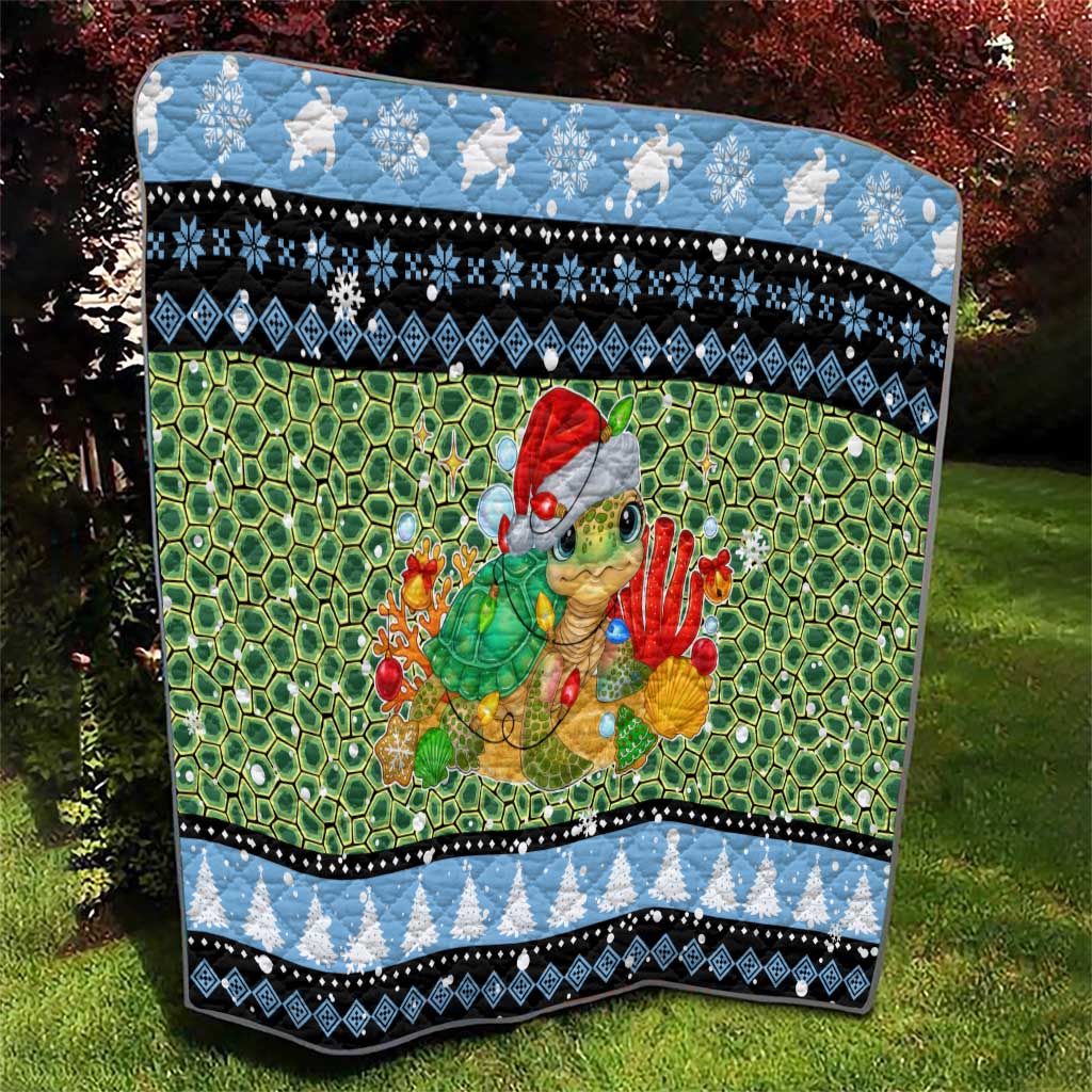 Micronesia Christmas Quilt with Santa Turtle Coral Reef and Holiday Ocean Pattern TS04 - Polynesian Pride