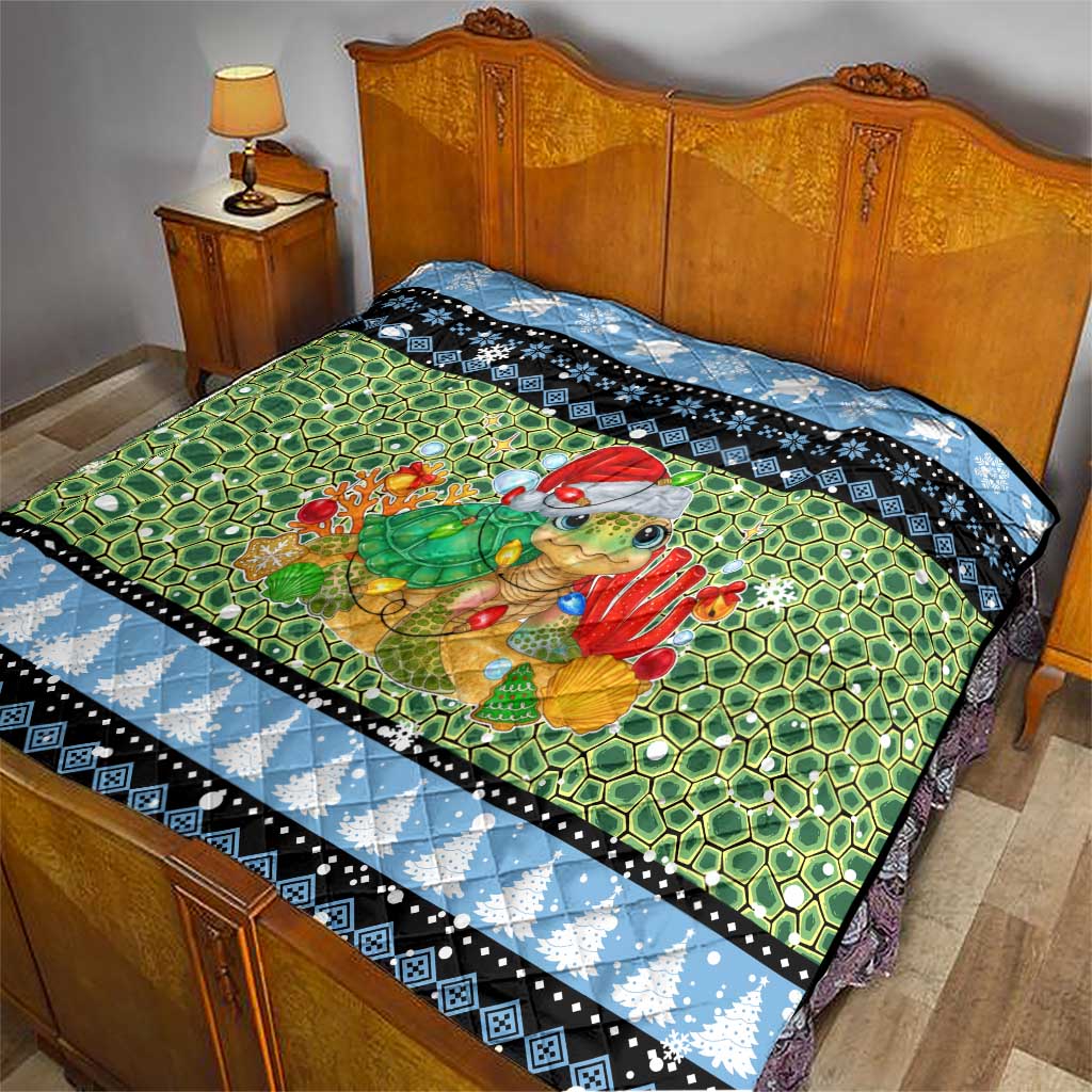 Micronesia Christmas Quilt with Santa Turtle Coral Reef and Holiday Ocean Pattern TS04 - Polynesian Pride