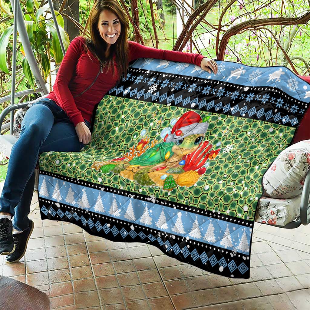 Micronesia Christmas Quilt with Santa Turtle Coral Reef and Holiday Ocean Pattern TS04 - Polynesian Pride