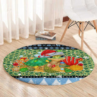 Micronesia Christmas Round Carpet with Santa Turtle Coral Reef and Holiday Ocean Pattern - Polynesian Pride