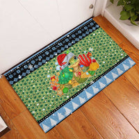 Micronesia Christmas Rubber Doormat with Santa Turtle Coral Reef and Holiday Ocean Pattern TS04 - Polynesian Pride
