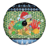 Micronesia Christmas Spare Tire Cover with Santa Turtle Coral Reef and Holiday Ocean Pattern - Polynesian Pride