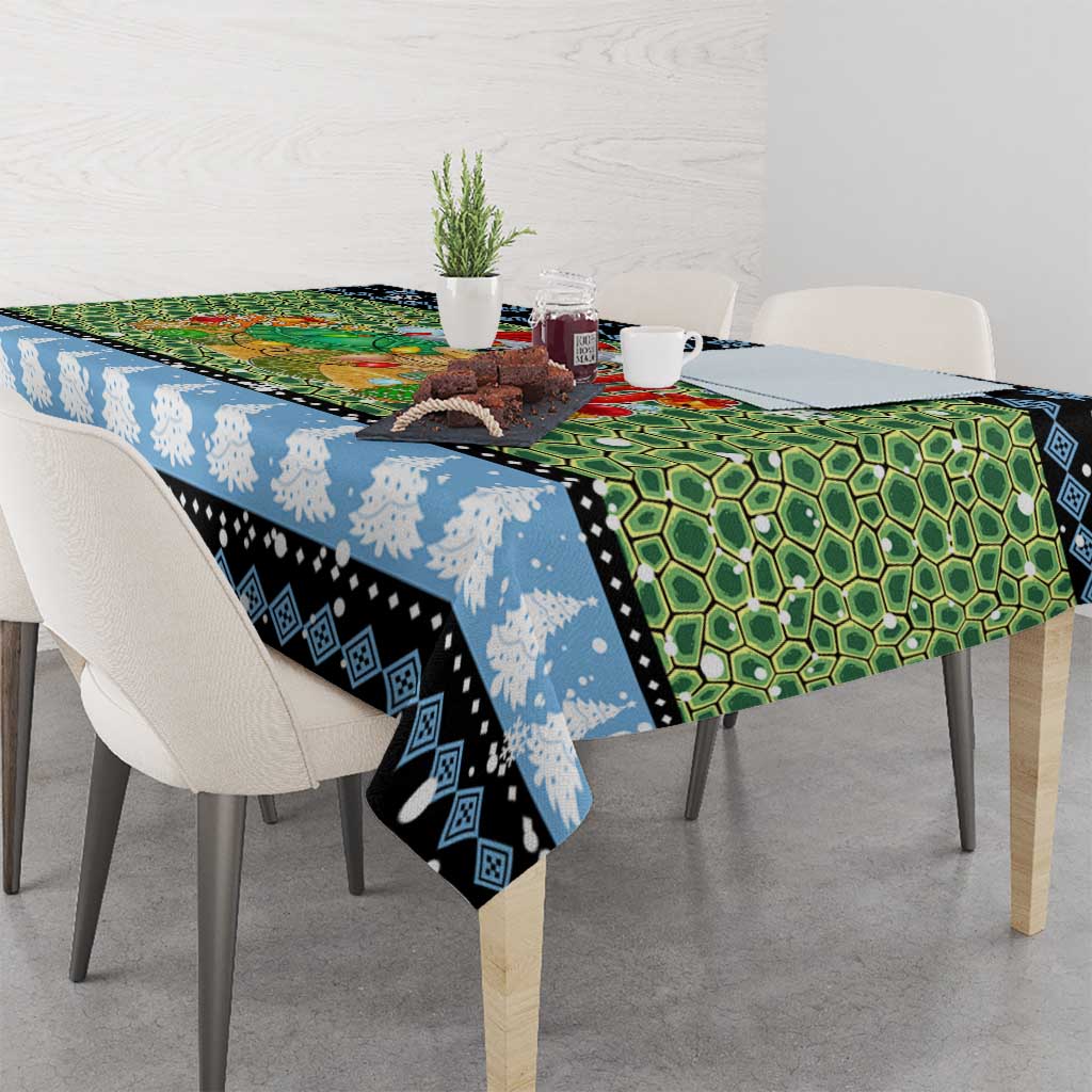 Micronesia Christmas Tablecloth with Santa Turtle Coral Reef and Holiday Ocean Pattern TS04 - Polynesian Pride
