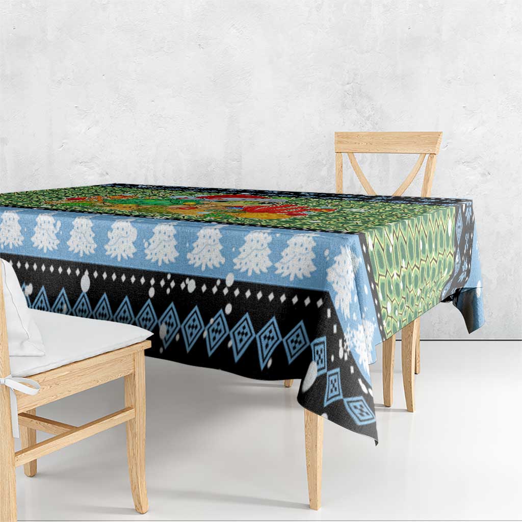 Micronesia Christmas Tablecloth with Santa Turtle Coral Reef and Holiday Ocean Pattern TS04 - Polynesian Pride