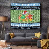 Micronesia Christmas Tapestry with Santa Turtle Coral Reef and Holiday Ocean Pattern - Polynesian Pride