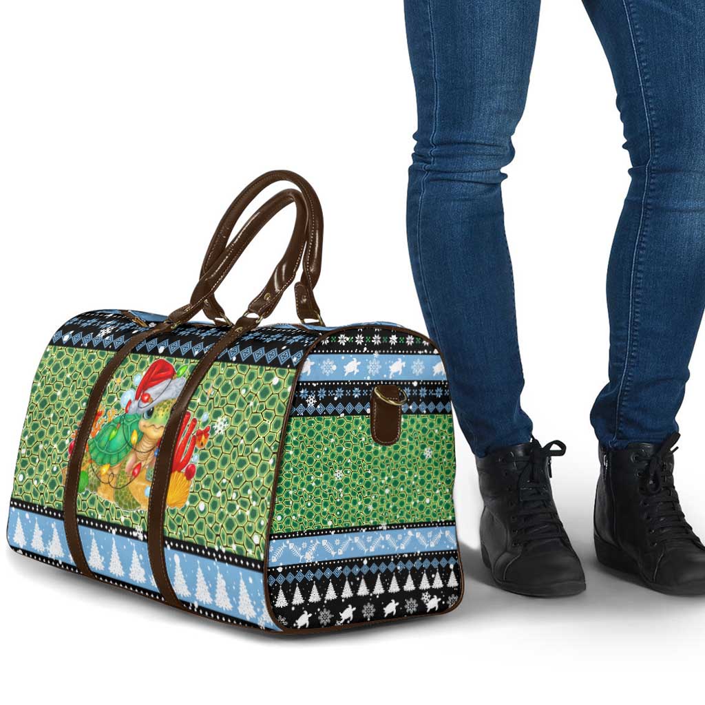 Micronesia Christmas Travel Bag with Santa Turtle Coral Reef and Holiday Ocean Pattern - Polynesian Pride