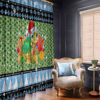 Micronesia Christmas Window Curtain with Santa Turtle Coral Reef and Holiday Ocean Pattern - Polynesian Pride