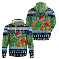 Micronesia Christmas Zip Hoodie with Santa Turtle Coral Reef and Holiday Ocean Pattern TS04 - Polynesian Pride