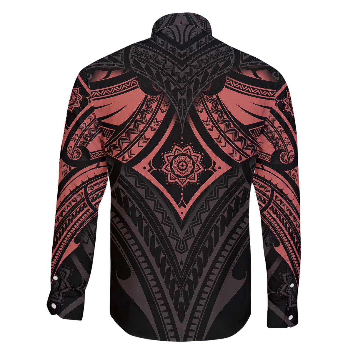 Feminine Polynesian Family Matching Off Shoulder Long Sleeve Dress and Hawaiian Shirt Mandala Tattoo Style TS04 - Polynesian Pride