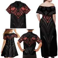 Feminine Polynesian Family Matching Off Shoulder Maxi Dress and Hawaiian Shirt Mandala Tattoo Style TS04 - Polynesian Pride