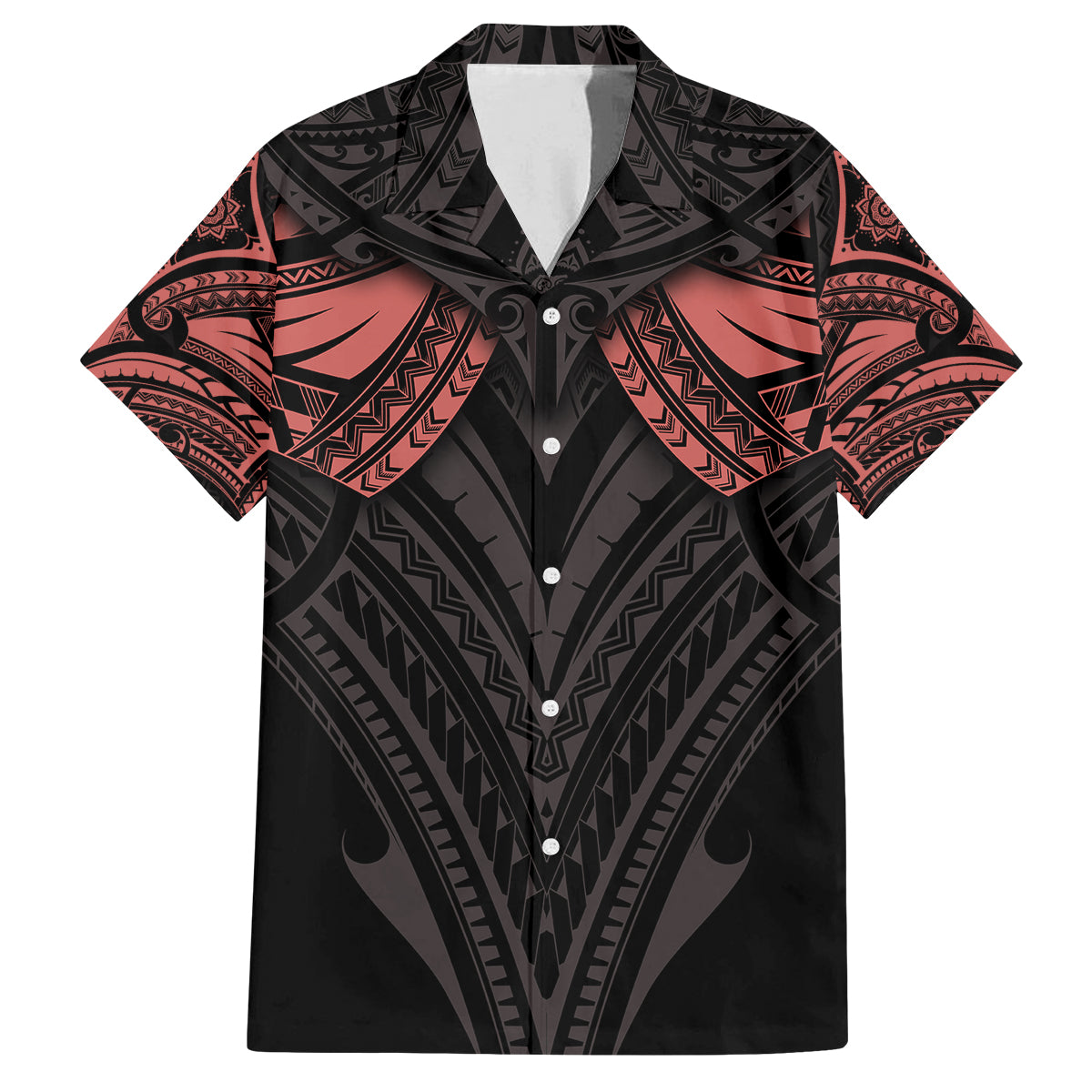 Feminine Polynesian Family Matching Off Shoulder Maxi Dress and Hawaiian Shirt Mandala Tattoo Style TS04 Dad's Shirt - Short Sleeve Black - Polynesian Pride