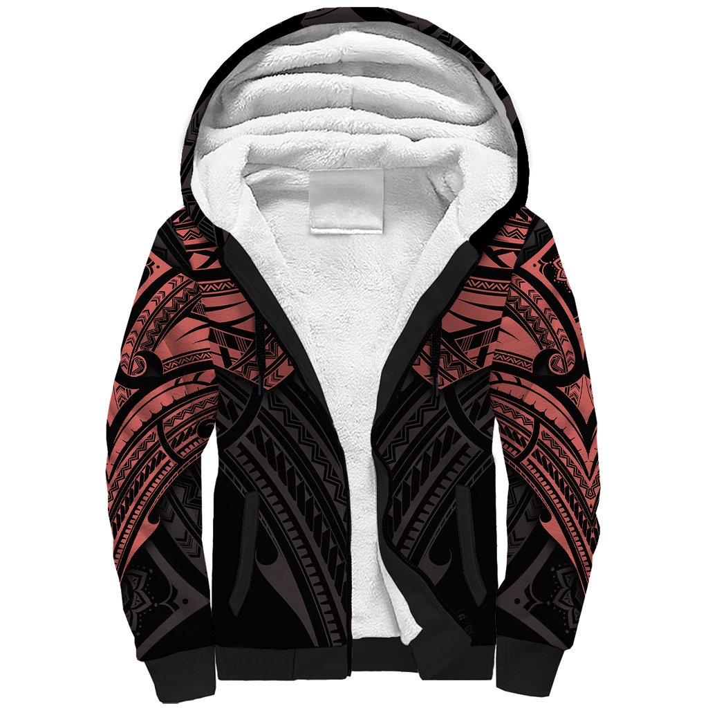Feminine Polynesian Sherpa Hoodie Mandala Tattoo Style TS04 Unisex Black - Polynesian Pride