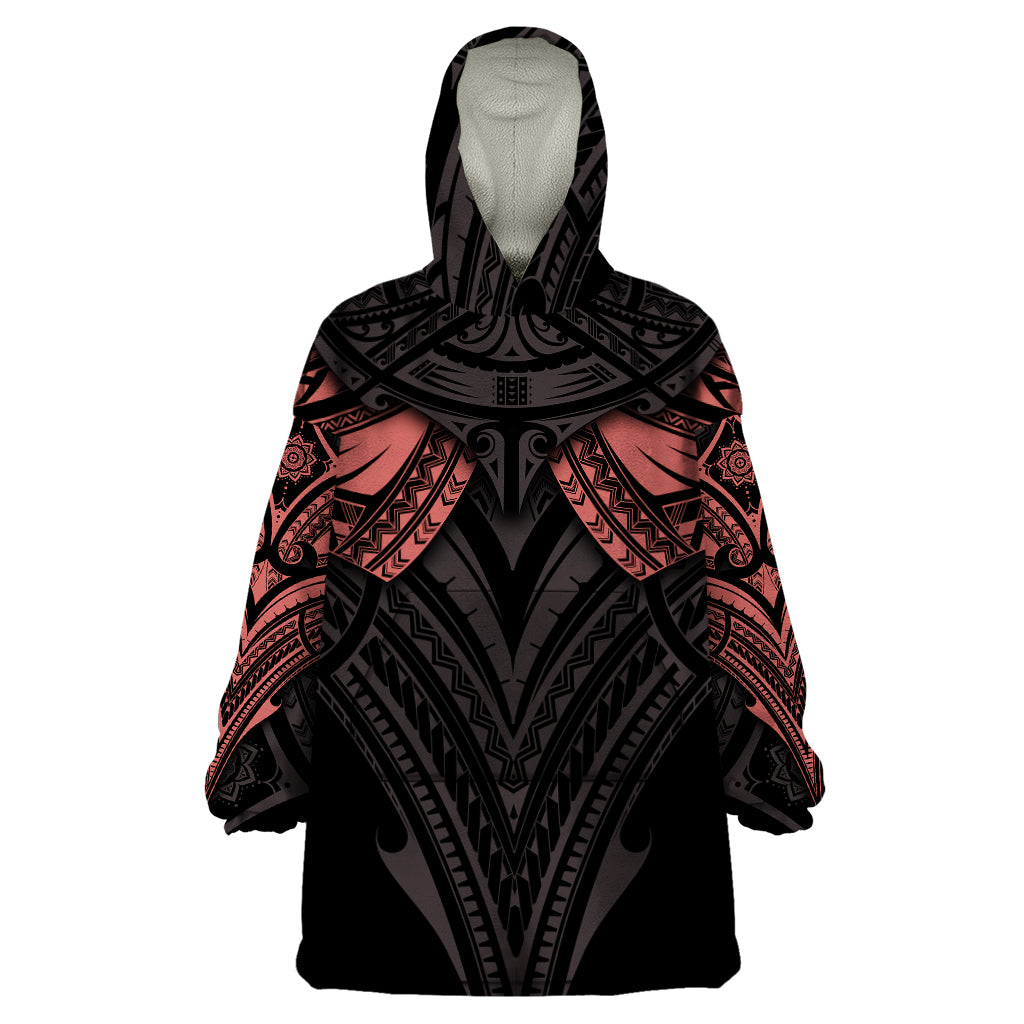 Feminine Polynesian Wearable Blanket Hoodie Mandala Tattoo Style TS04 One Size Black - Polynesian Pride