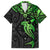 Polynesian Family Matching Long Sleeve Bodycon Dress and Hawaiian Shirt Hammerhead Shark Tribal Pattern Black Green Version TS04 Dad's Shirt - Short Sleeve Black/Green - Polynesian Pride