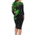 Polynesian Family Matching Long Sleeve Bodycon Dress and Hawaiian Shirt Hammerhead Shark Tribal Pattern Black Green Version TS04 - Polynesian Pride