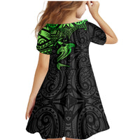 Polynesian Family Matching Mermaid Dress and Hawaiian Shirt Hammerhead Shark Tribal Pattern Black Green Version TS04 - Polynesian Pride