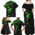 Polynesian Family Matching Off Shoulder Maxi Dress and Hawaiian Shirt Hammerhead Shark Tribal Pattern Black Green Version TS04 - Polynesian Pride