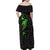 Polynesian Family Matching Off Shoulder Maxi Dress and Hawaiian Shirt Hammerhead Shark Tribal Pattern Black Green Version TS04 - Polynesian Pride