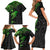 Polynesian Family Matching Short Sleeve Bodycon Dress and Hawaiian Shirt Hammerhead Shark Tribal Pattern Black Green Version TS04 - Polynesian Pride