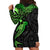 Polynesian Hoodie Dress Hammerhead Shark Tribal Pattern Black Green Version TS04 - Polynesian Pride