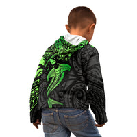 Polynesian Kid Hoodie Hammerhead Shark Tribal Pattern Black Green Version TS04 - Polynesian Pride
