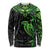 Polynesian Long Sleeve Shirt Hammerhead Shark Tribal Pattern Black Green Version TS04 Unisex Black/Green - Polynesian Pride