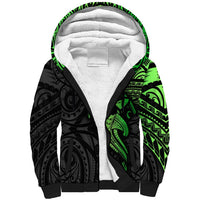 Polynesian Sherpa Hoodie Hammerhead Shark Tribal Pattern Black Green Version TS04 Unisex Black Green - Polynesian Pride