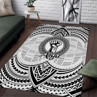 Aiga Samoa Raised Fist Area Rug Polynesian Tribal Tattoo Art Family Pride TS04 White Black - Polynesian Pride