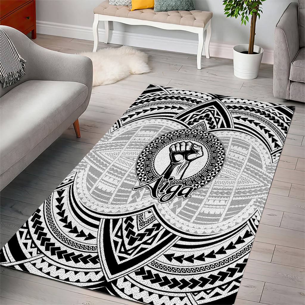 Aiga Samoa Raised Fist Area Rug Polynesian Tribal Tattoo Art Family Pride TS04 - Polynesian Pride