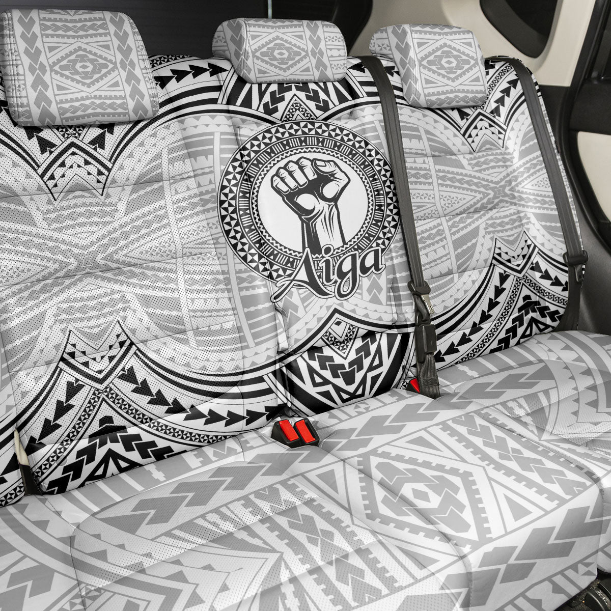 Aiga Samoa Raised Fist Back Car Seat Cover Polynesian Tribal Tattoo Art Family Pride TS04 - Polynesian Pride