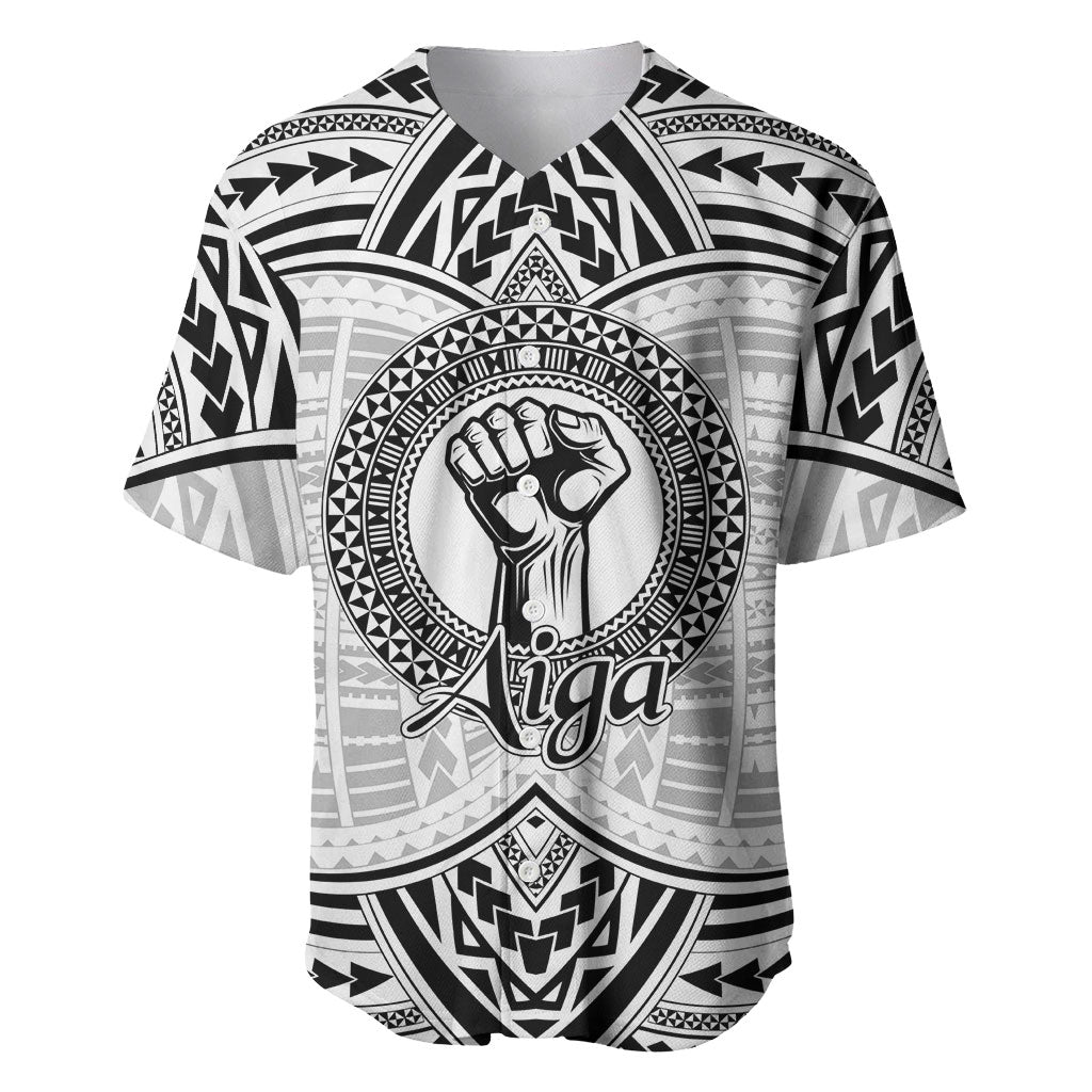 Aiga Samoa Raised Fist Baseball Jersey Polynesian Tribal Tattoo Art Family Pride