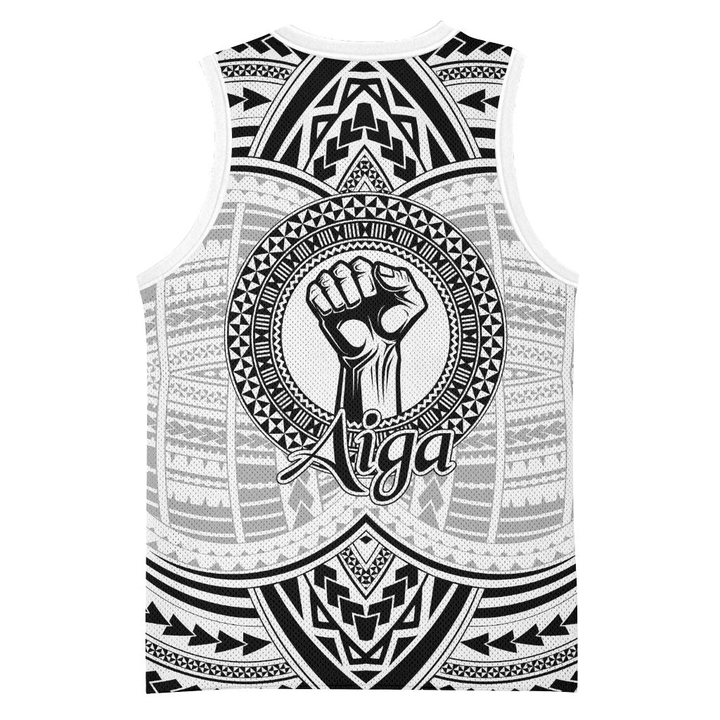 Aiga Samoa Raised Fist Basketball Jersey Polynesian Tribal Tattoo Art Family Pride TS04 - Polynesian Pride
