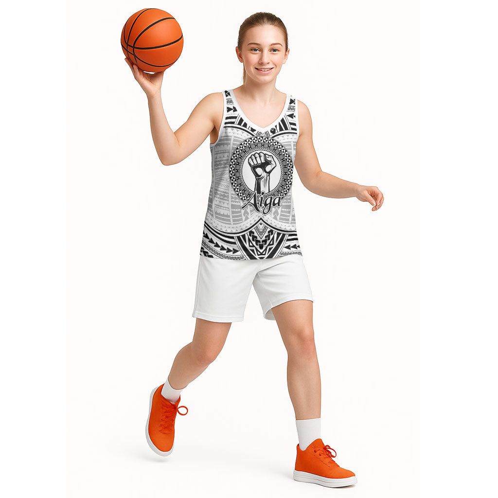 Aiga Samoa Raised Fist Basketball Jersey Polynesian Tribal Tattoo Art Family Pride TS04 - Polynesian Pride
